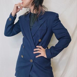 navy blue vintage blazer with gold buttons